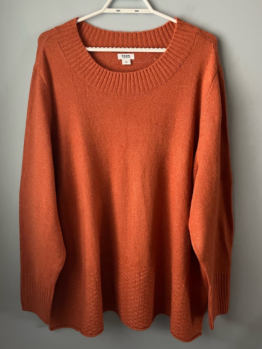 Penningtons Burnt Orange Metallic Cozy Knit Relaxed Fit Sweater Size 3X